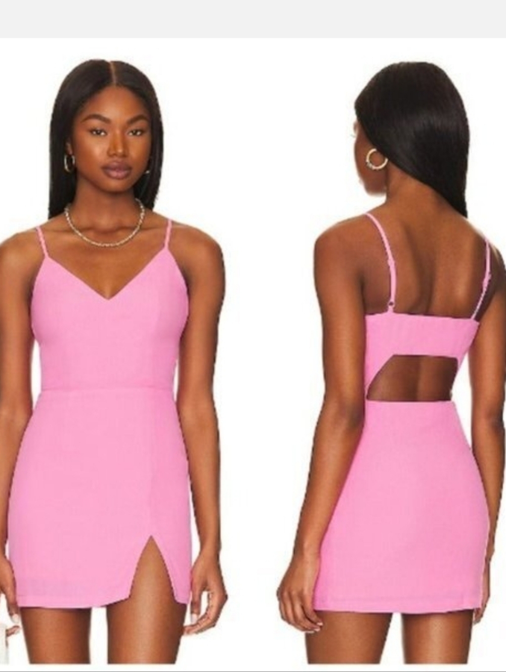 Superdown Pink Spaghetti Strap Mini Dress with Cutout Back Size: S